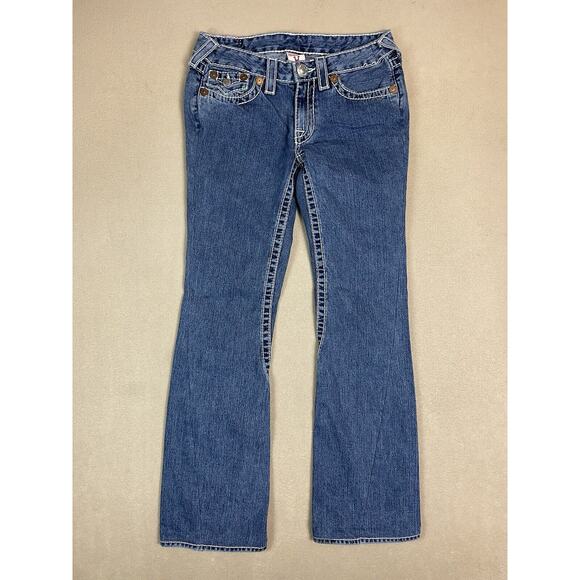 True Religion Jeans Adult 30 Blue Joey Big T‎ Flared Leg Denim Casual Womens - Picture 1 of 15